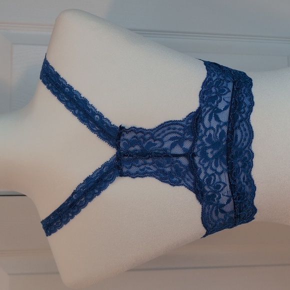 Anemone Cream and Blue Racerback Lace Bralette Set NWT - Picture 2 of 12